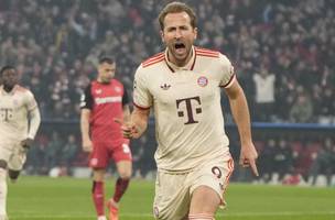 Kane brilha pelo Bayern de Munique contra o Bayer Leverkusen pela Champions League• Divulgação / Bayern (Foto: • Divulgação / Bayern)