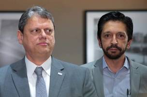 Tarcísio (e) e Nunes (d) tem avaliações parecidas na cidade de São Paulo• Isadora Moreira/Governo do Estado de São Paulo (Foto: • Isadora Moreira/Governo do Estado de São Paulo)