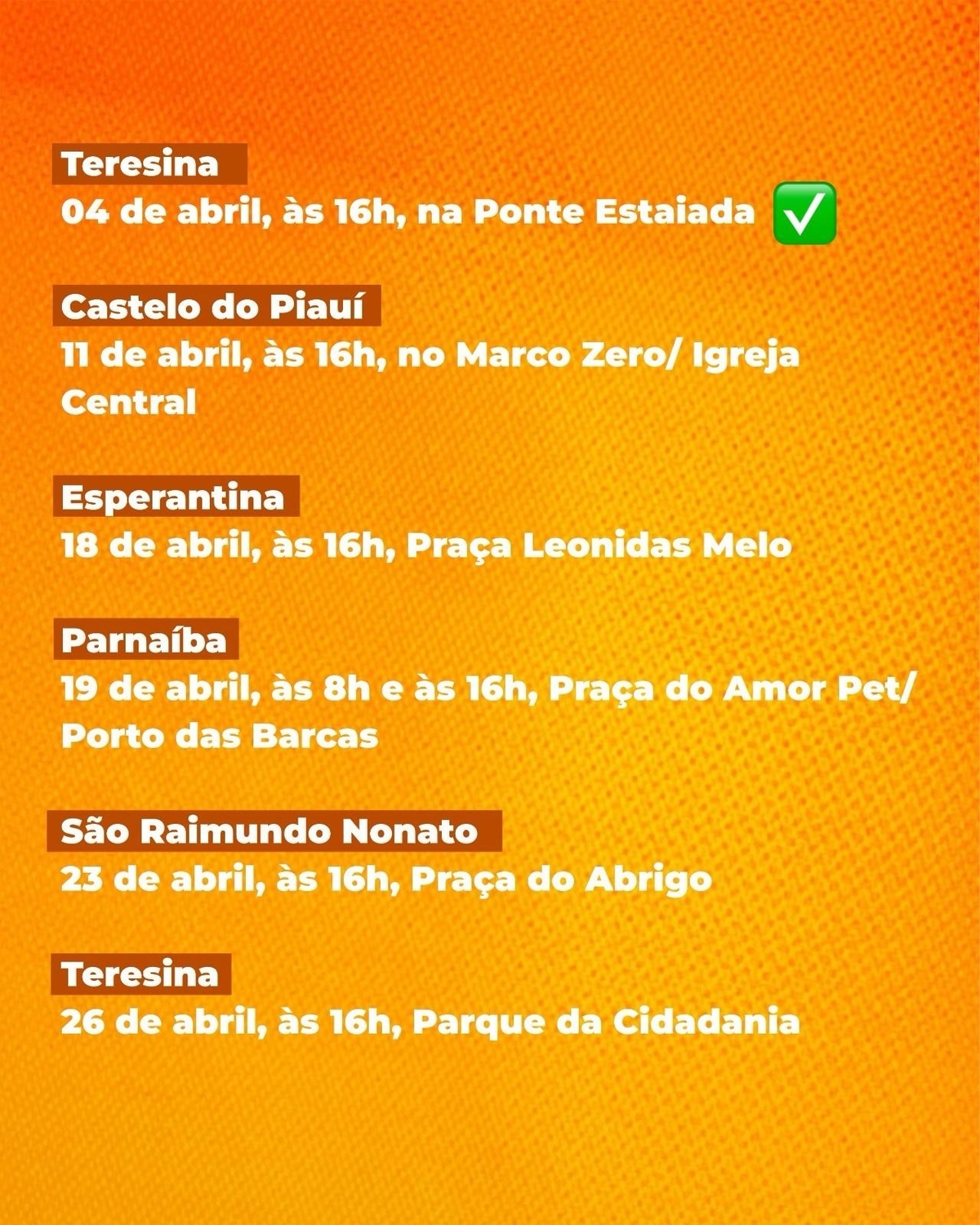 Calendário de ações