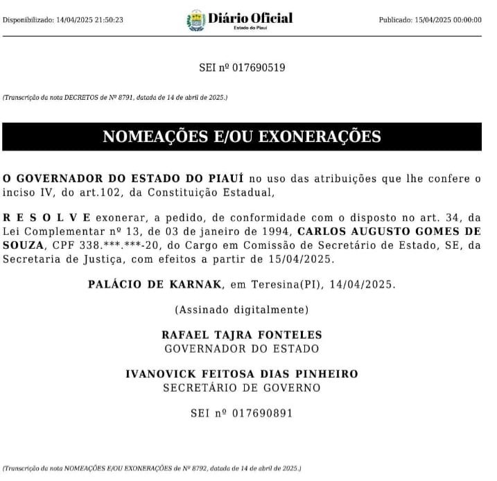 Carlos Augusto deixa o cargo em meio a polêmicas e desgaste do governo