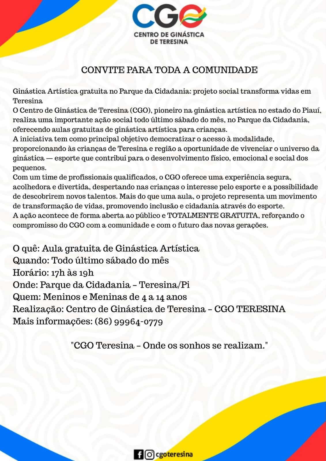 Convite do CGO para eventos no Parque