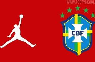De acordo ainda com o Footy Headlines, o uniforme reserva do Brasil para 2026 apresentará o logotipo da marca Jordan em vez da Nike (Foto: Reprodução/Footyheadlines.com)