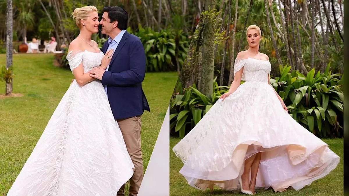 Ana Hickmann e Edu Guedes durante festa de noivado