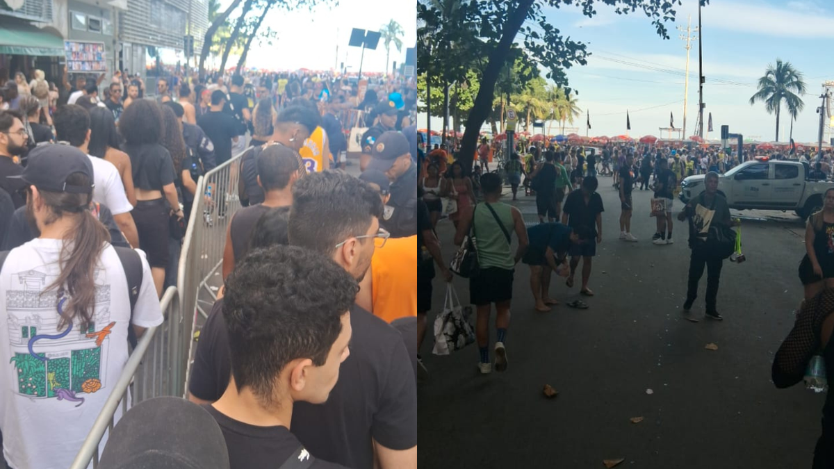 Grande movimentação dos fãs na praia de Copacabana.