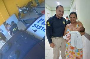 Mãe corre para posto policial com bebê nos braços após engasgo durante amamentação. (Foto: Reprodução | PRF)