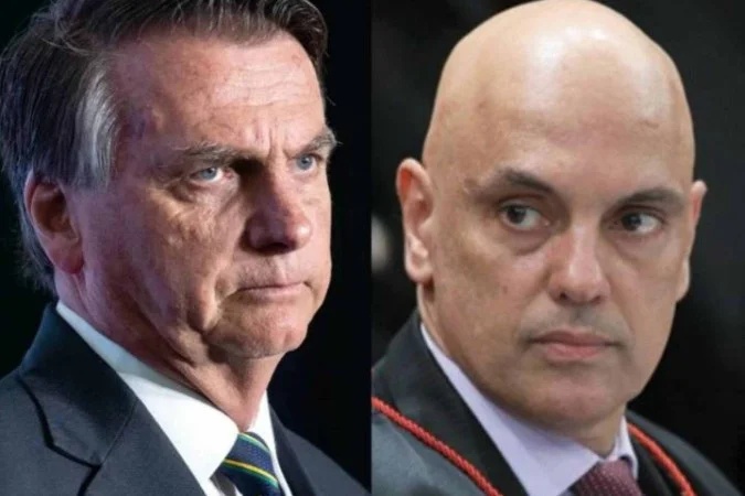 Jair Bolsonaro (à esquerda) e Alexandre de Moraes (à direita).