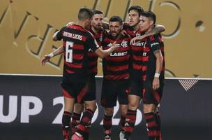 Time comemorando a vitória (Foto: Gilvan de Souza/Flamengo)