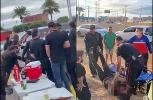 Vídeo mostra o momento em que Erlan é espancado por um grupo de homens (Foto: Reprodução)
