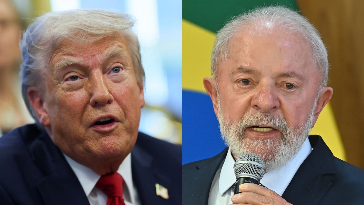 Donald Trump (à esquerda) e Lula (à direita).