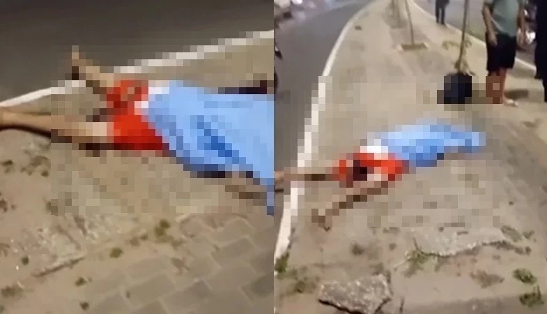 Imagens da vítima no local do acidente