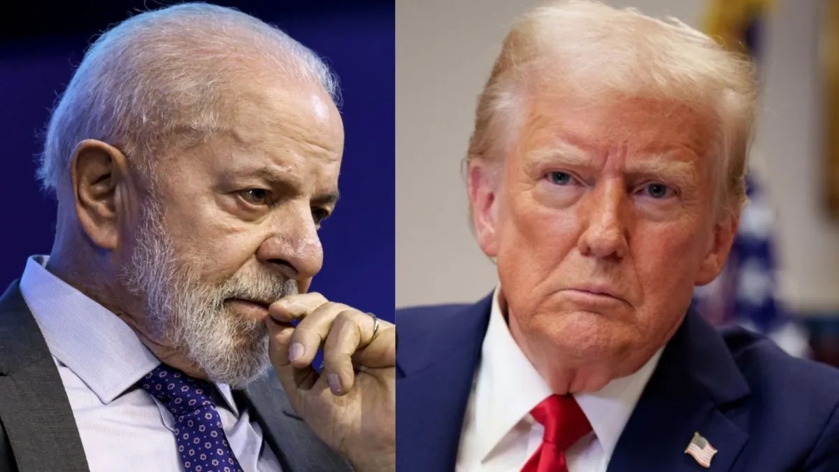 O presidente da República, Luiz Inácio Lula da Silva, à esquerda, e o presidente dos Estados Unidos, Donald Trump, à direita