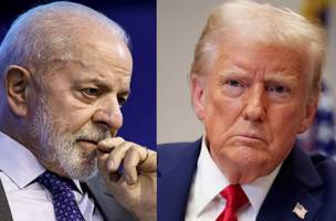 O presidente da República, Luiz Inácio Lula da Silva, à esquerda, e o presidente dos Estados Unidos, Donald Trump, à direita (Foto: Camargo/Agência Brasil | Andrew Harnik/Getty Images)