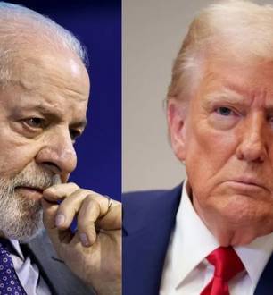 O presidente da República, Luiz Inácio Lula da Silva, à esquerda, e o presidente dos Estados Unidos, Donald Trump, à direita