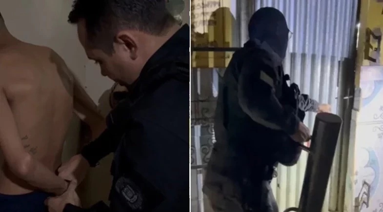 Suspeitos sendo presos durante a operação