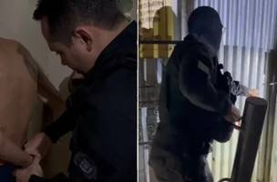 Suspeitos sendo presos durante a operação (Foto: Divulgação)