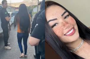 Um das agressoras sendo presa pela agressão contra a blogueira Barbie Isabel (Foto: Reprodução)