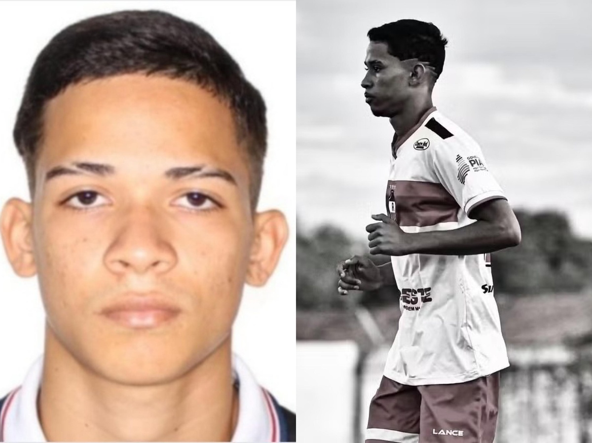 (À esquerda) Ítalo de Souza Brito, de 18 anos, suspeito de envolvimento na morte de Alex Mariano (à direita)