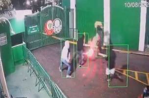 Imagens do ataque à concentração do Palmeiras (Foto: Reprodução/Sociedade Esportiva Palmeiras)