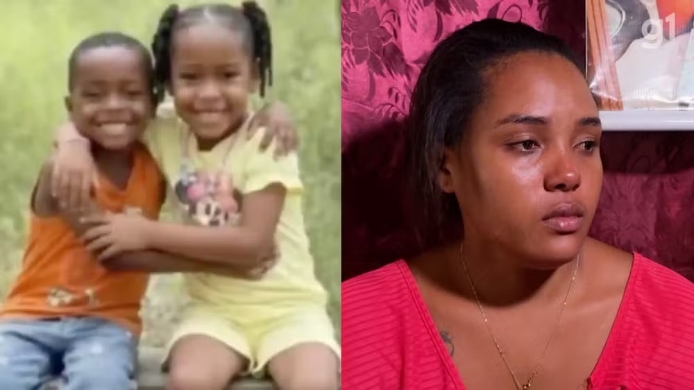 Àgatha Isabelle e Allan Michael (à esquerda) são filhos de Clarice Cardoso (à direita) e estão desaparecidos há doze dias no Maranhão
