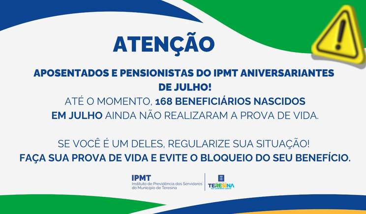 IPMT alerta 168 beneficiários sobre risco de bloqueio de pagamentos