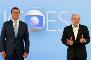 Flavio Bolsonaro e Lula em debate do segundo turno na rede Globo (Foto: Reprodução)