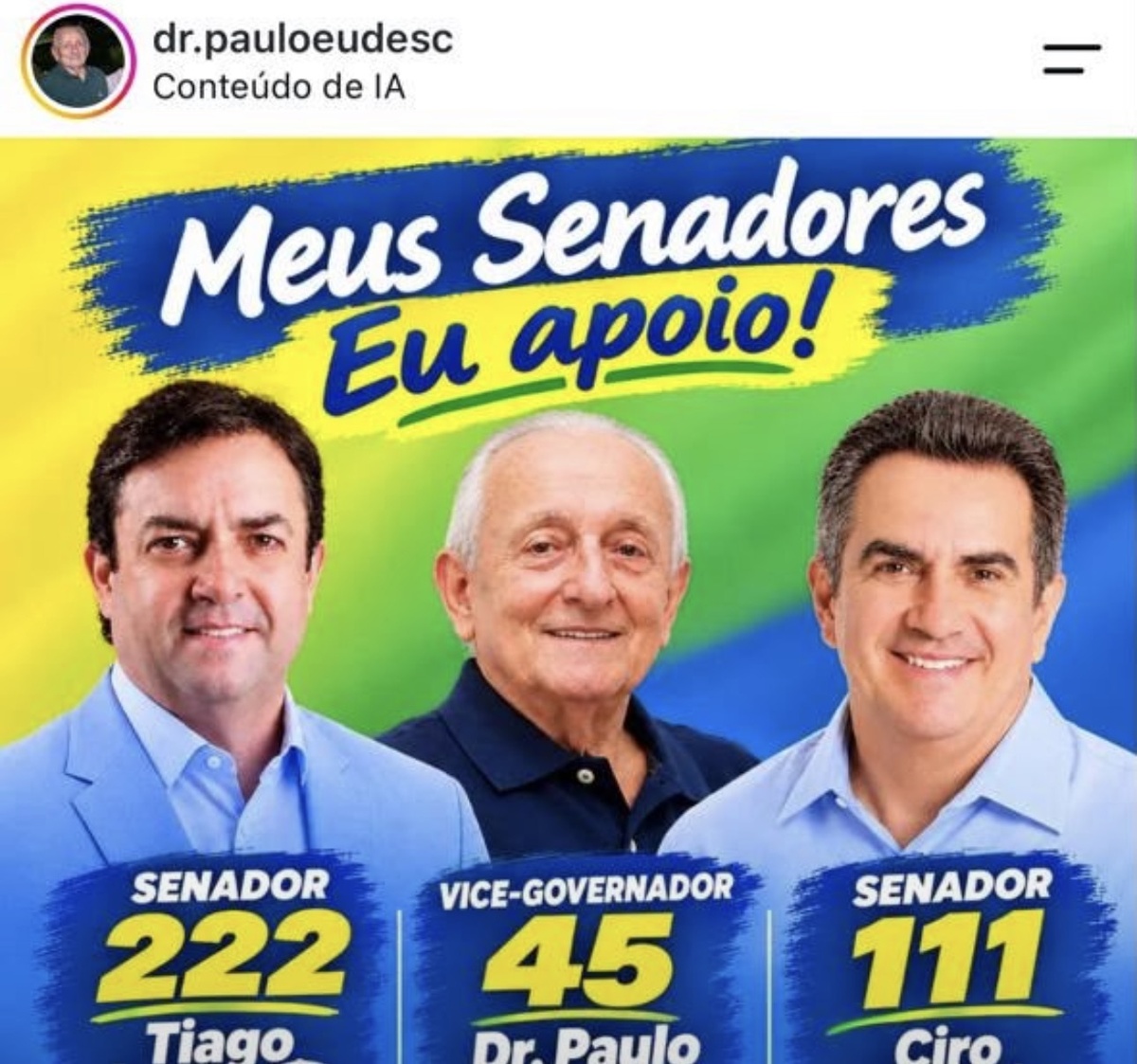 Paulo Eudes, no centro, e seus dois candidatos ao Senado