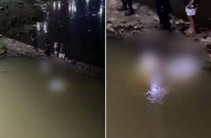 Corpo encontrado no Rio Piracuruca, no Norte do Piauí (Foto: Fala Tu Piripiri)