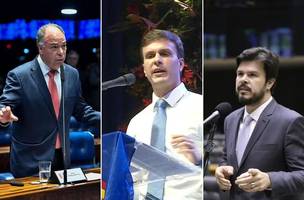 Ex-senador Fernando Bezerrra Coelho, Miguel Coelho e Fernando Filho (Foto: Waldemir Barreto/Agência Senado/Reprodução/TV Grande Rio/Kayo Magalhães/Câmara dos Deputados)