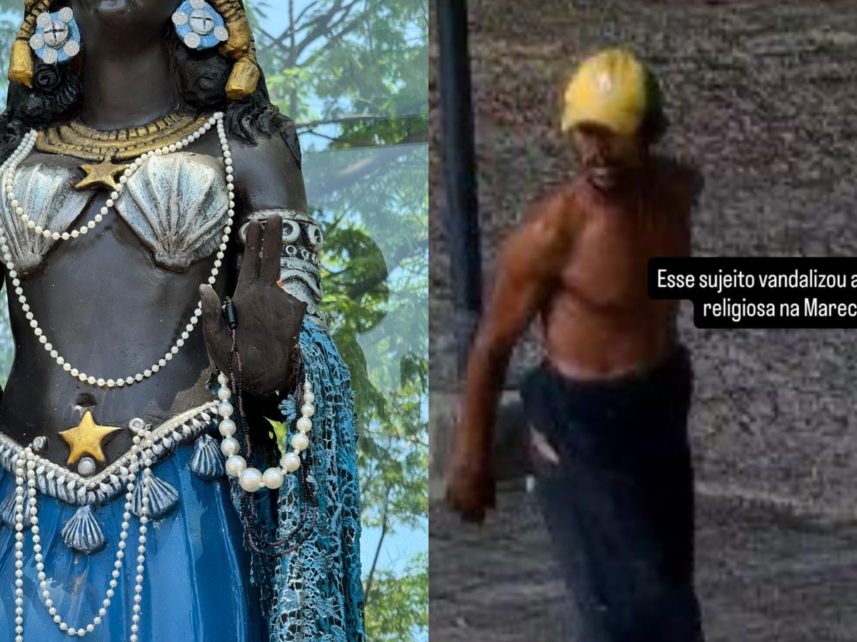 Suspeito quebrou o vidro que protegia a estátua e danificou uma das mãos