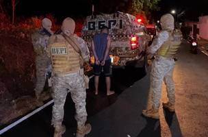 Suspeito tentou fugir para uma área de mata, mas foi interceptado pelos policiais (Foto: Divulgação/Bepi)