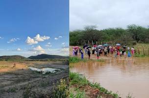 Após dois anos anos de seca em barragem, moradores fazem procissão em agradecimento as chuvas no PI (Foto: Reprodução/Arquivo pessoal)