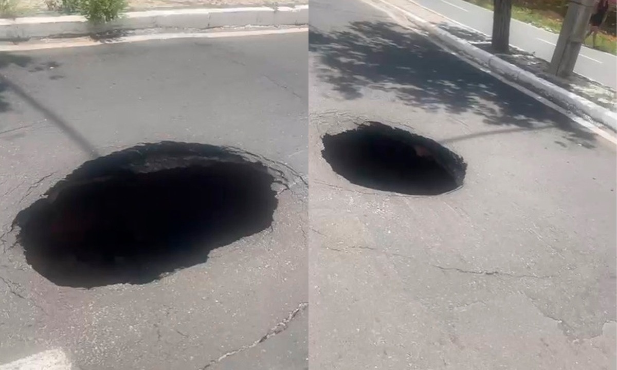 Cratera em via importante de Teresina provoca interdição imediata