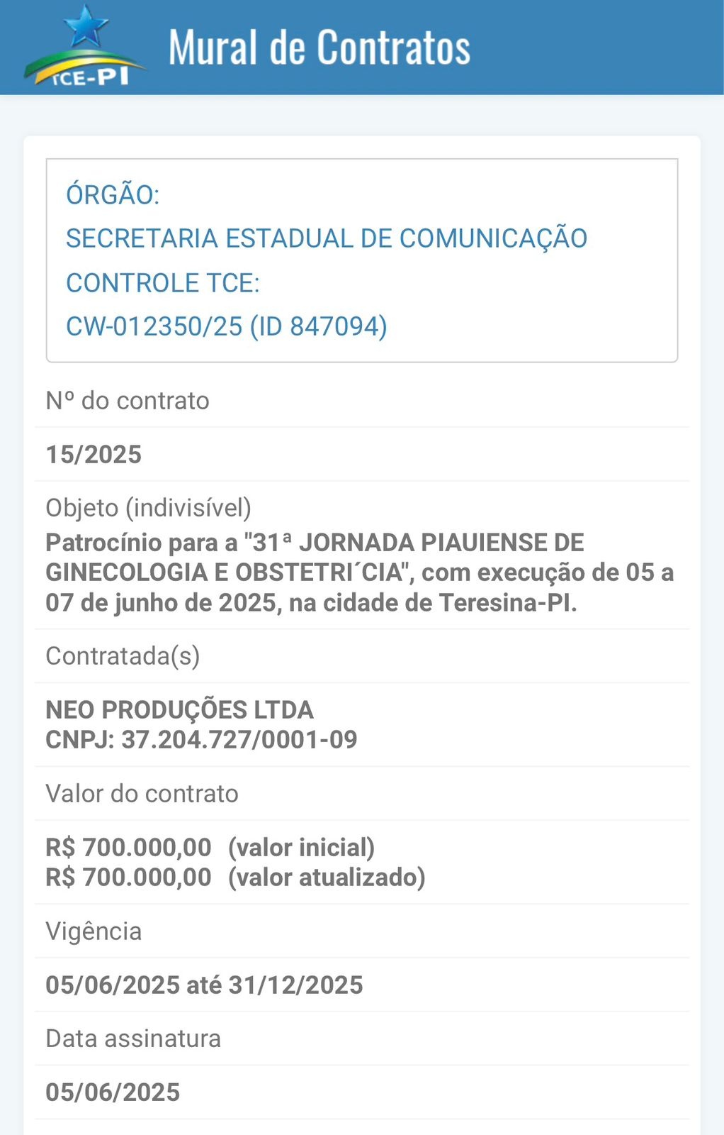 Evento de ginecologia recebeu R$ 700 mil da Comunicação institucional do Governo