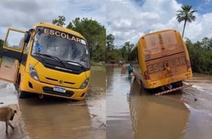 Ônibus tombado na zona rural de José de Freitas (Foto: Reprodução)