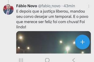 Deputado usou o X (antigo Twitter) para dizer que “Corvo” da oposição pediu chuvas para o evento (Foto: Reprodução/Redes Sociais)
