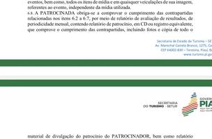 Documento contratual expõe que pagamento se deve a divulgação da marca do Estado (Foto: Reprodução/AZ)