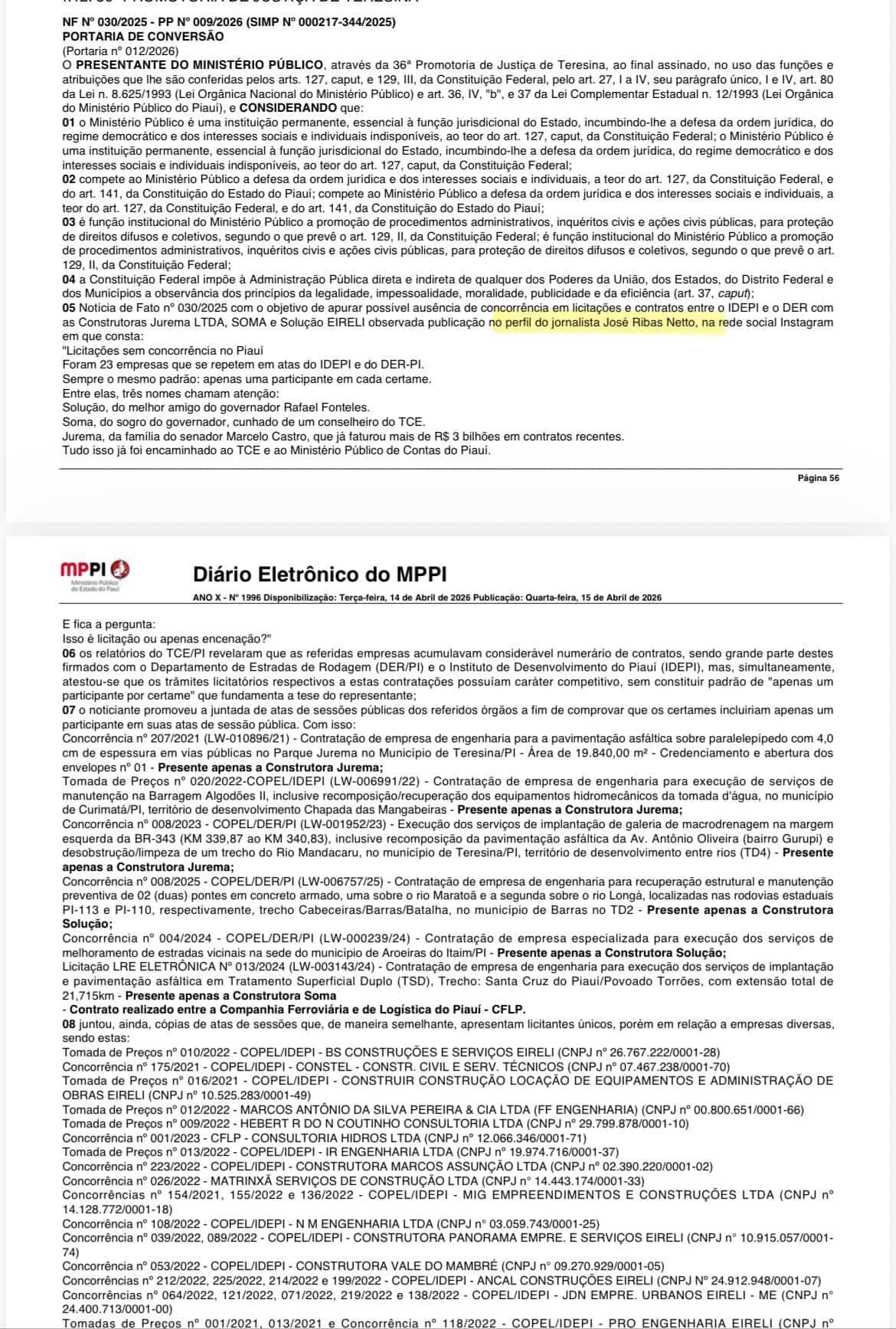 Documentos oficiais citam o trabalho do jornalista para as investigações