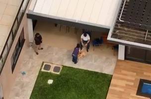 Drone capta Bolsonaro e Michelle (Foto: Reprodução de vídeo/Rede Globo)
