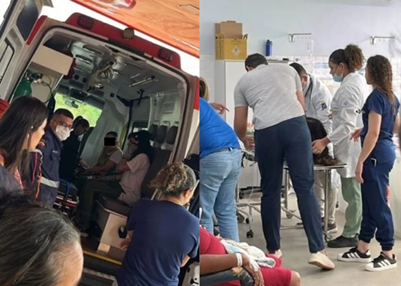 Estudantes foram socorridos por uma ambulância e levados à uma UPA
