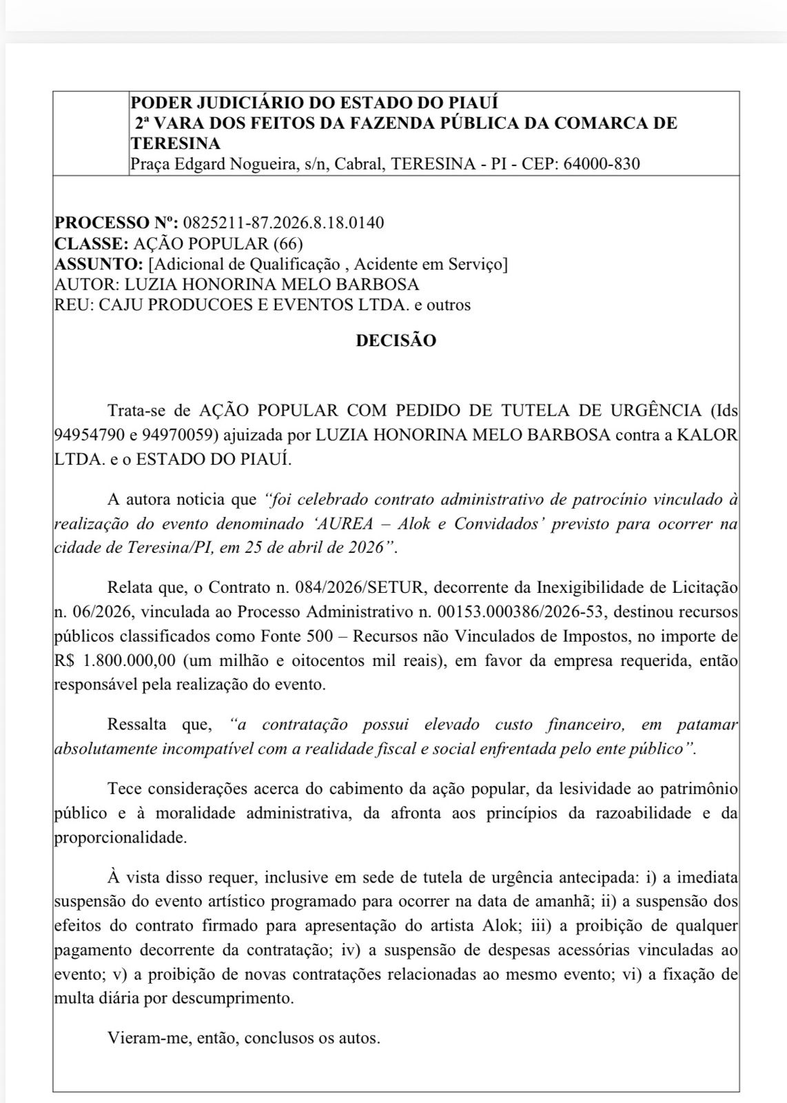 Juiz acatou pedido e cancelou o show de Alok
