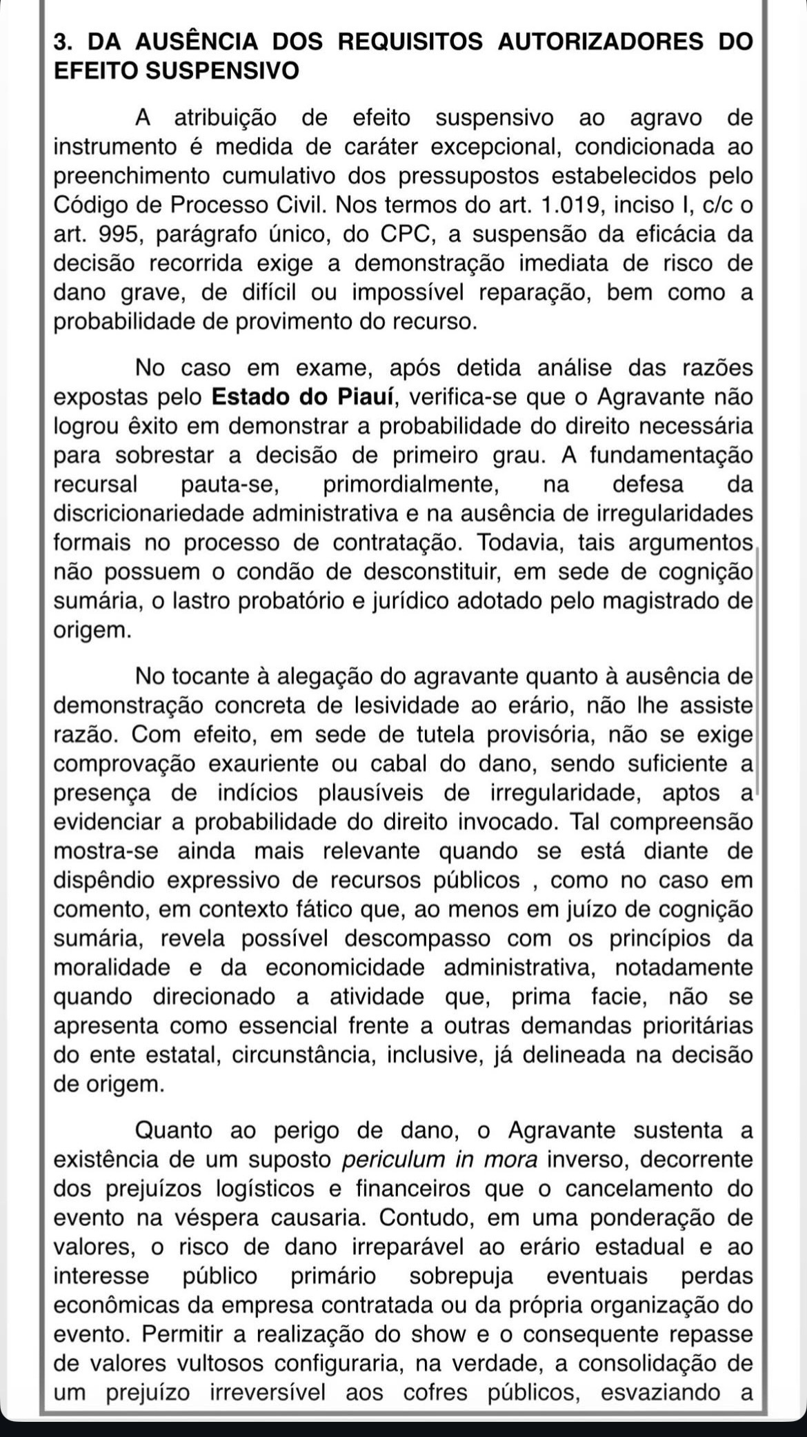 Justiça reconheceu perigo de dano ao erário