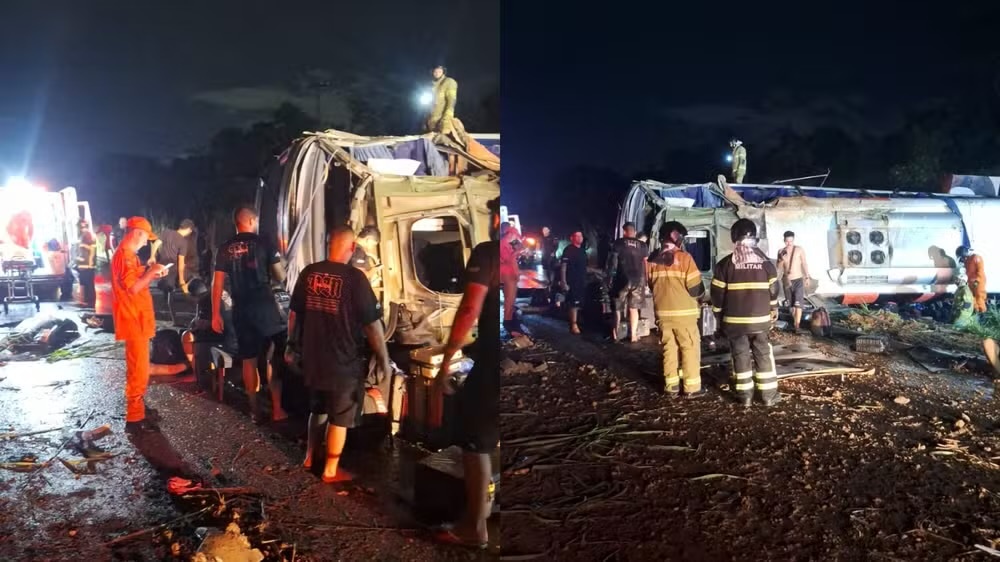 Ônibus tombou a caminho do Maranhão, onde seria realizado o próximo show da banda