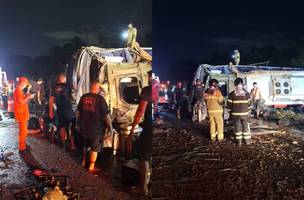 Ônibus tombou a caminho do Maranhão, onde seria realizado o próximo show da banda (Foto: Reprodução)