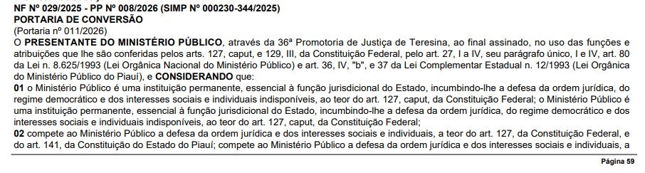 Portaria de conversão