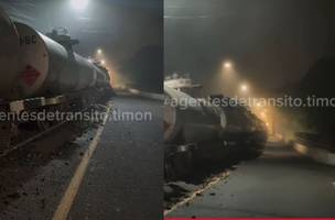 Trem cargueiro interdita ponte metálica (Foto: Agentesdetransito.timon)