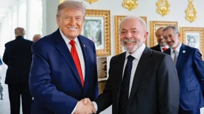 Donald Trum e Lula durante encontro na Casa Branca