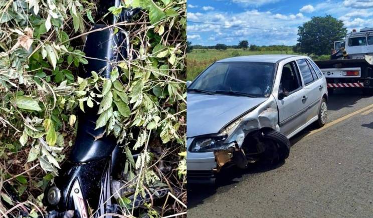 Motociclista perde a perna após colisão com carro de passeio em Hugo Napoleão