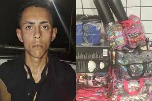 Jovem de 18 anos preso e parte do material apreendido