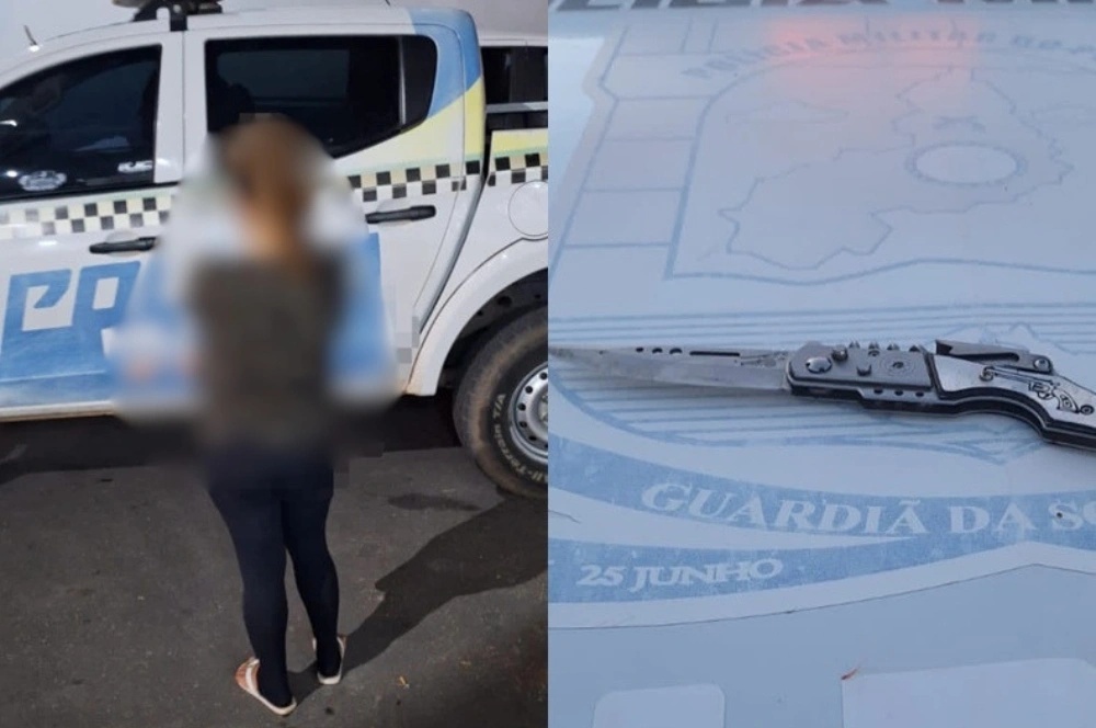 Suspeita portava um canivete durante a ação