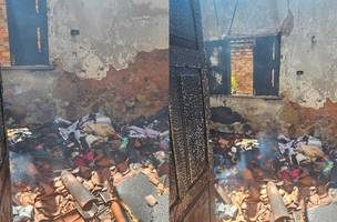 Casa é atingida por incêndio na Zona Norte de Teresina (Foto: Eduarda Barradas - g1)